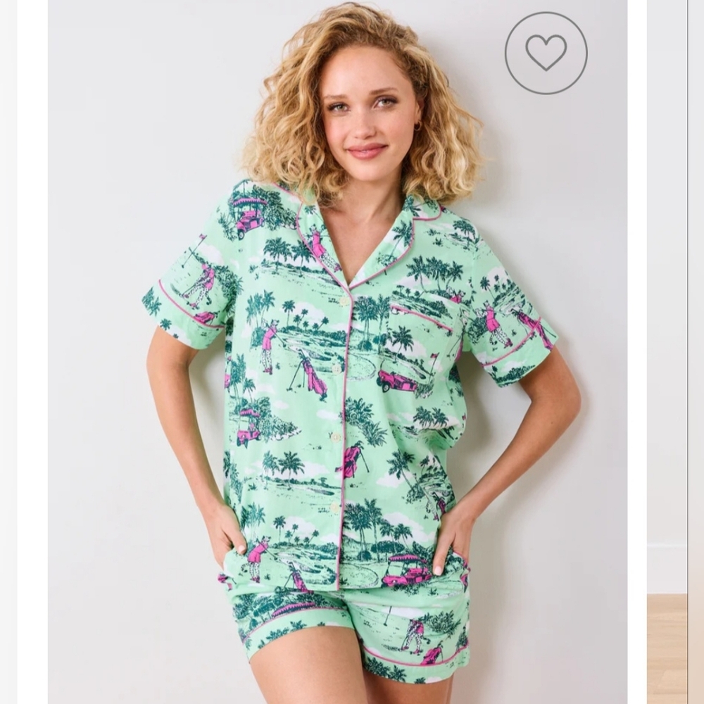 Fresh Print Short PJ Set in Golf Toile